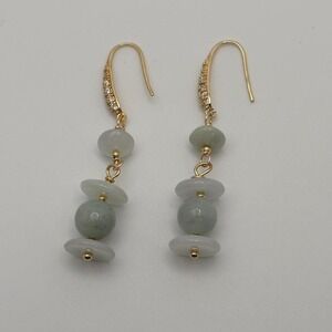 Burma Jade Gold Plated earring hooks Women's earrings
